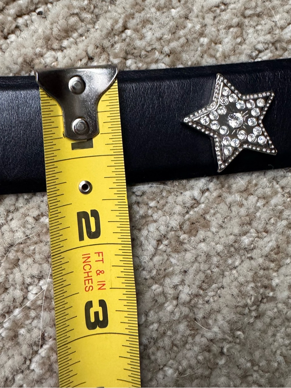 VTG Carlisle Black Leather Star Studded Belt S Gold Buckle Celestial 90’s Punk - Picture 8 of 16